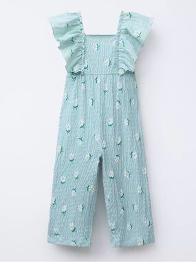 Zara Mint Floral Ruffle-Strap Jumpsuit